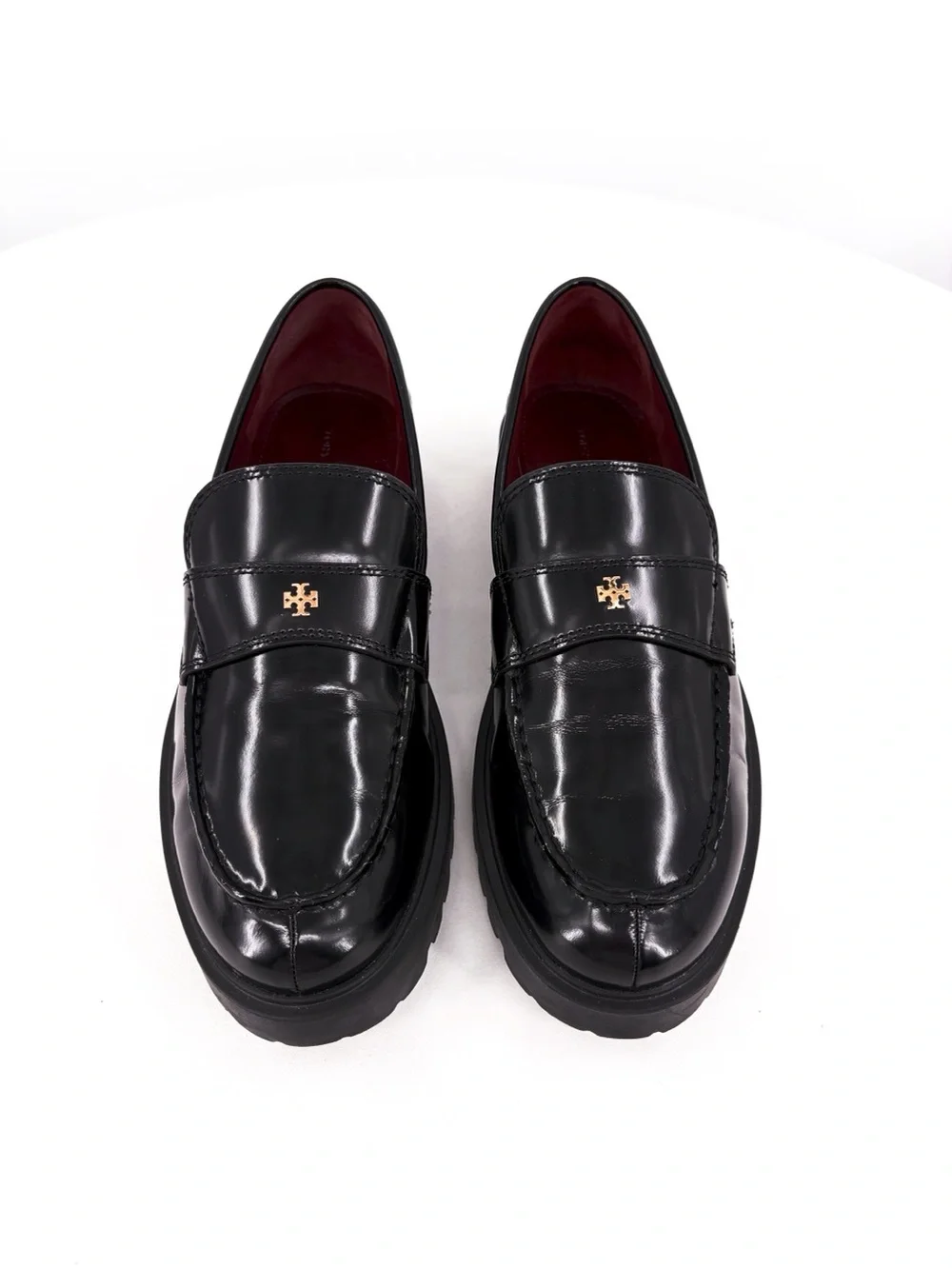 TORY BURCH Classic Lug Loafer Black Leather Platform Loafers 8.5